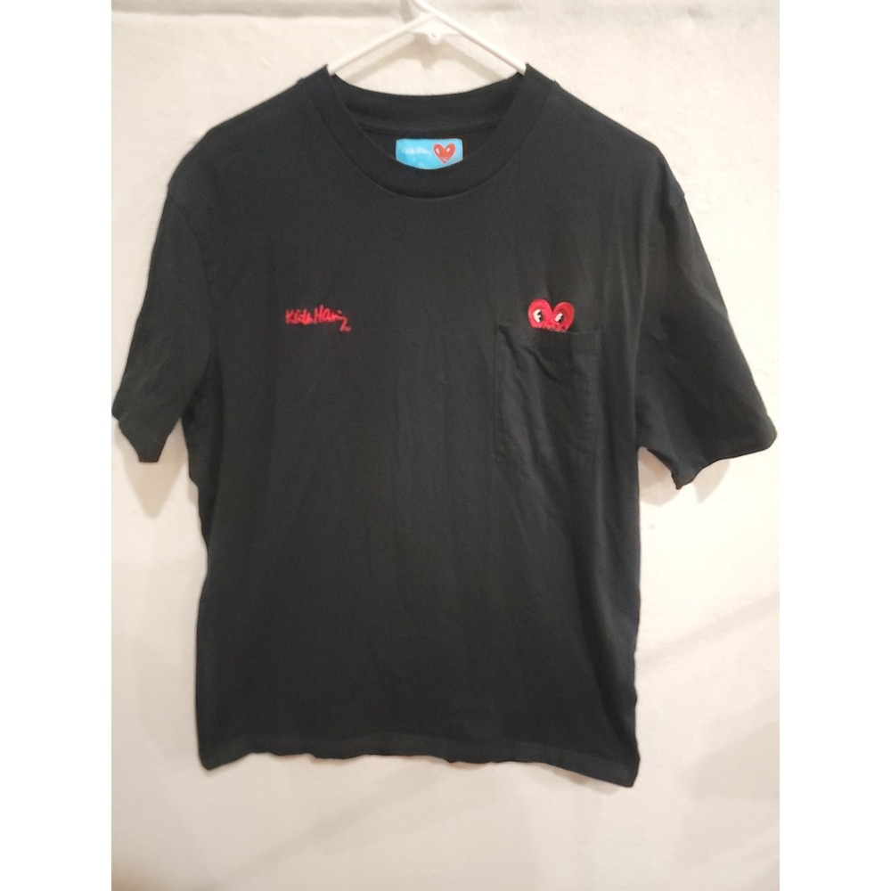 Keith Haring x Shoe Palace T-Shirt Large Black Heart Pocket Back Graphic Cotton
